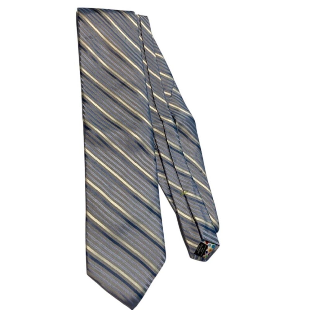 City of London men's blue & white striped silk tie.